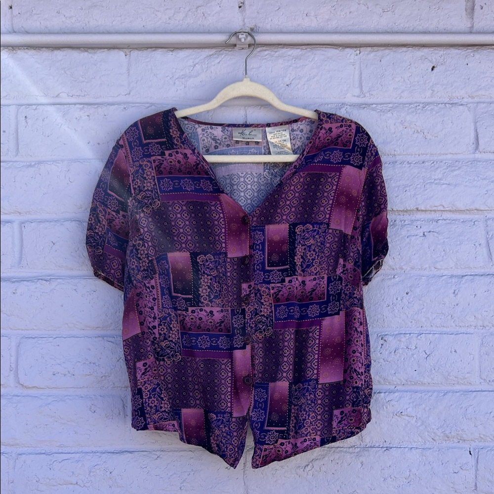 Kathie Lee Collection Purple Patterned Women's Top